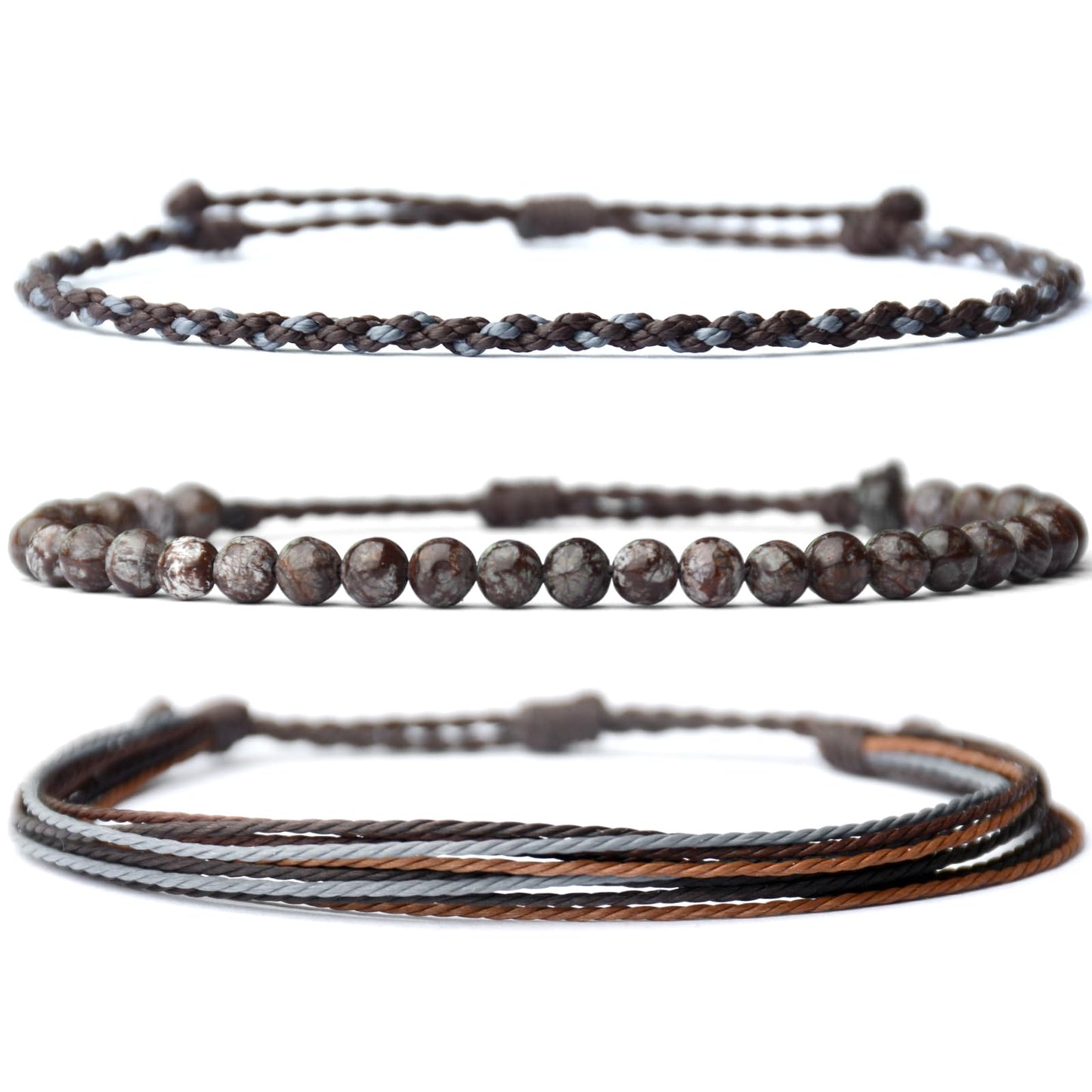 Handmade Natural Stone Beaded Healing Bracelet Gift for Men Adjustable Rope String Bracelet (snowflake, Adjustable)