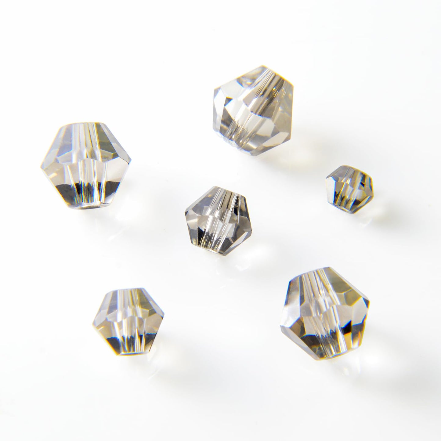 1550PCS Bicone Crystal Glass Beads Set for Jewelry Making, 3mm 4mm 6mm 8mm Sparkling Faceted Beads Sorted by Size for Bracelets, Necklaces, Suncatchers & DIY Crafts(Grey)