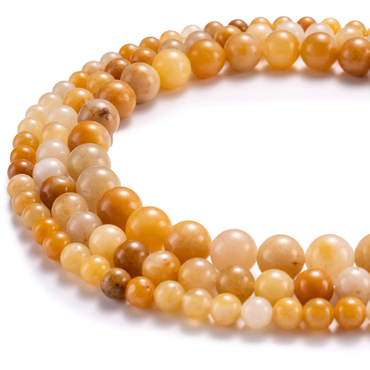 BEADIA Natural Yellow Jade Stone Round Loose Semi Gemstone Beads for Jewelry Making 6MM 61PCS