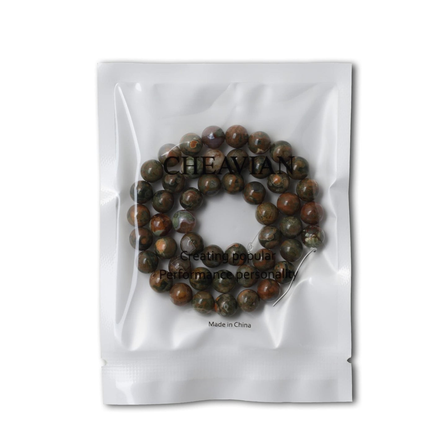 CHEAVIAN 45PCS 8mm Natural Coffee Rhyolite Stone Gemstone Round Loose Beads for Jewelry Making 1 Strand 15"