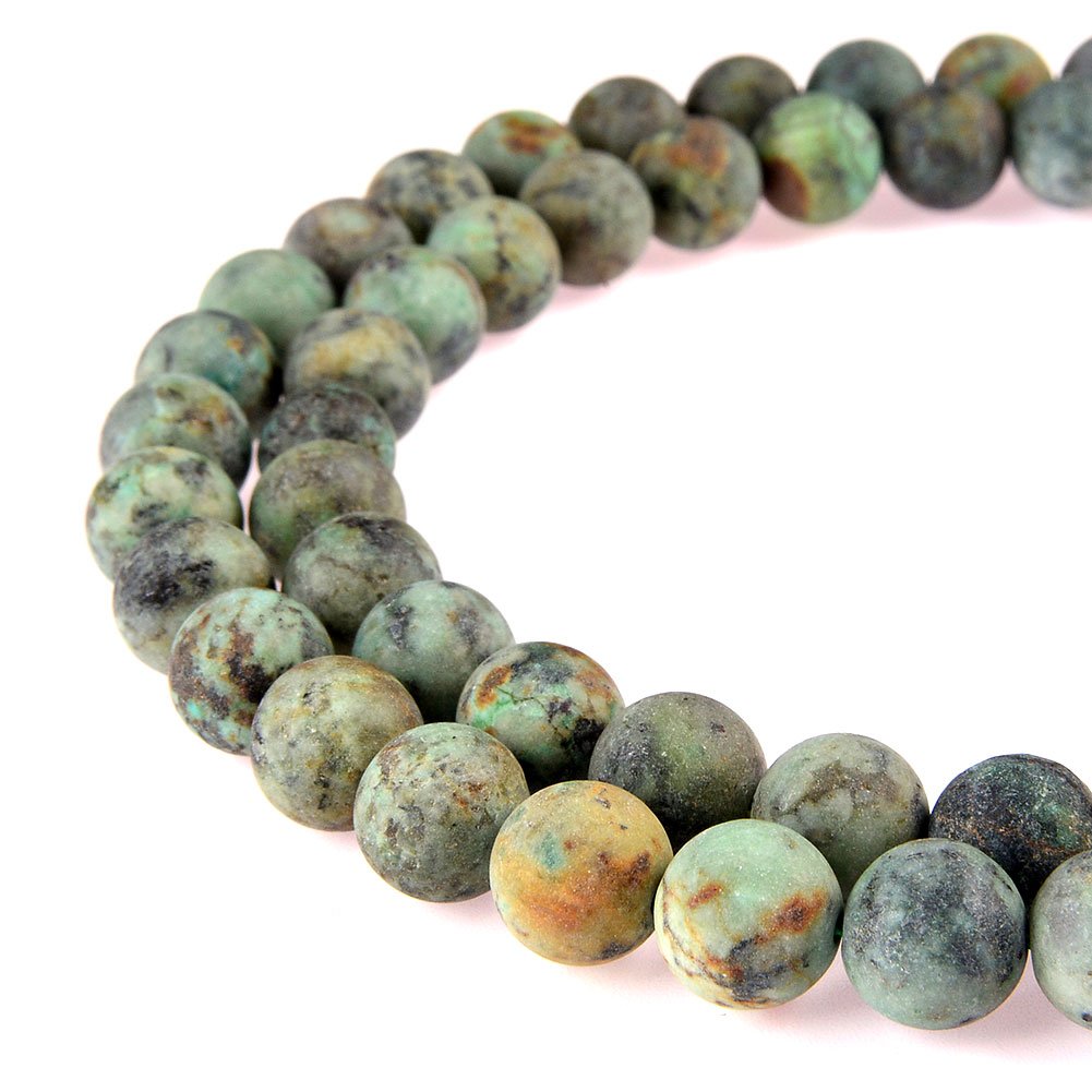 PLTbeads Natural Gemstone Loose Beads Matte Approxi 15.5 inch DIY Bracelet Necklace for Jewelry Making (10mm, Matte Africa Turquoise)