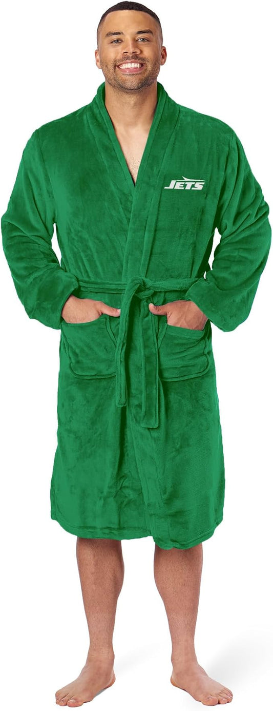 NFL Adult Unisex Silk Touch Bathrobe, Officially Licensed Loungewear, Soft Plush Polyester
