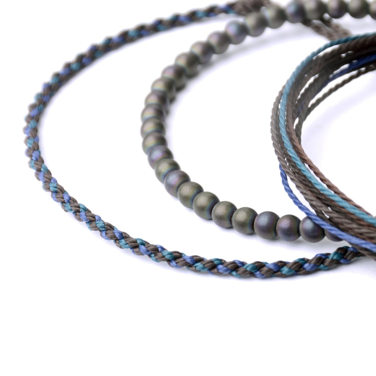 Handmade Natural Stone Beaded Healing Bracelet Gift for Men Adjustable Rope String Bracelet (Hematite/Aurora, Adjustable)