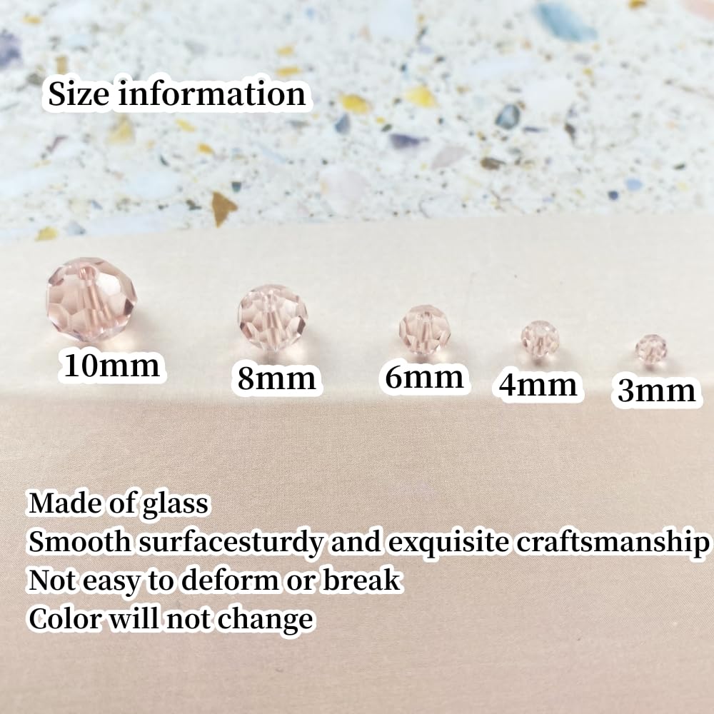 Xinhongo Crystal Glass Beads 400 Pieces 4mm Round Faceted Glass Spacer Beads for Jewelry Making Bracelet Earring Necklace DIY Craft Supplies(Pink)