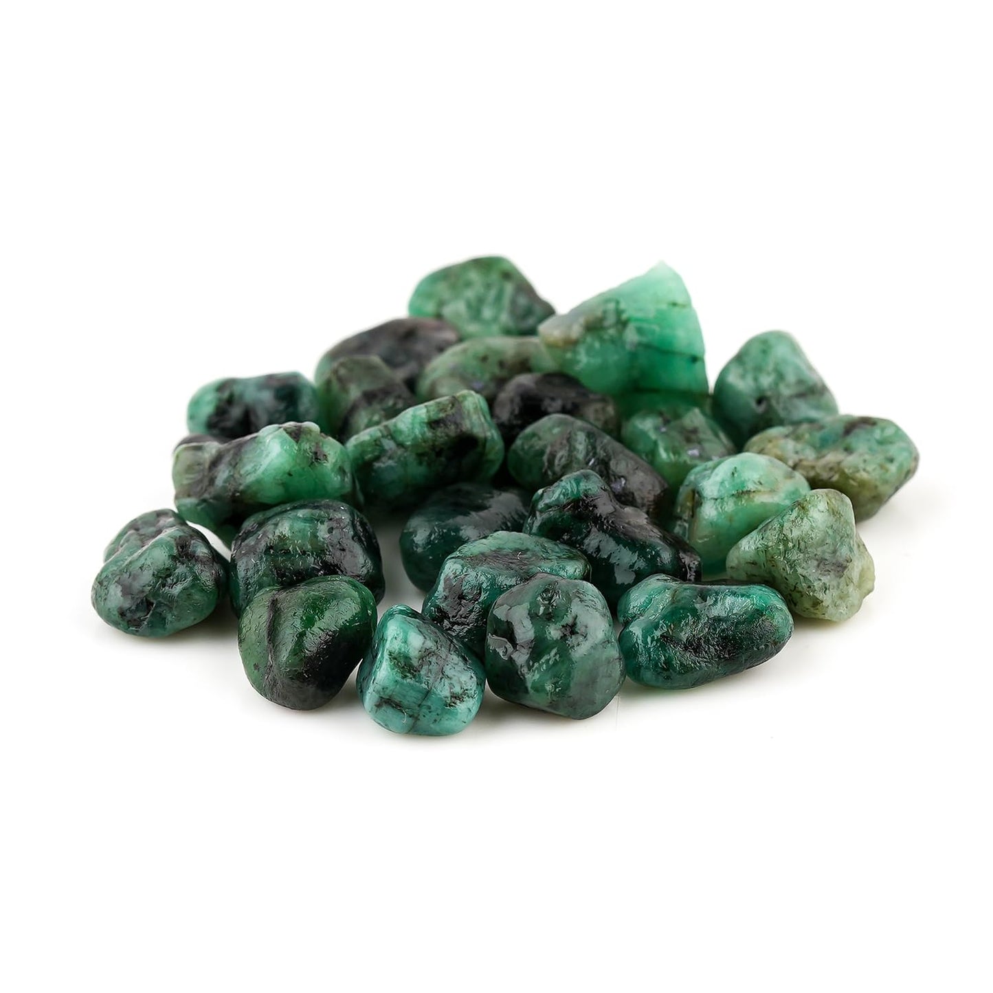 ColouredRocks 100 carats Green Emerald Tumbled Crystals, Raw Stones, Rough Gemstones, Jewelry Making Supply, Cabbing, Polishing, Cutting, DIY, Crafts (25+pcs) (5-8mm)