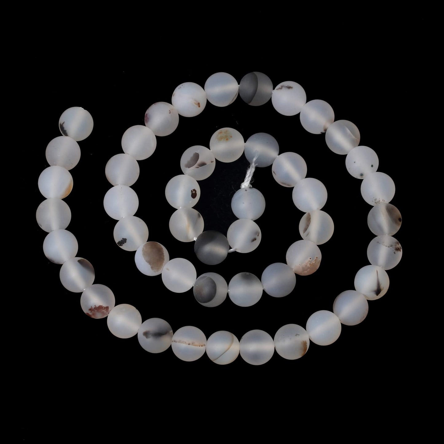 CHEAVIAN 45PCS 8mm Natural Frosted Moss Grass Agate Gemstone Round Loose Beads for Jewelry Making 1 Strand 15"