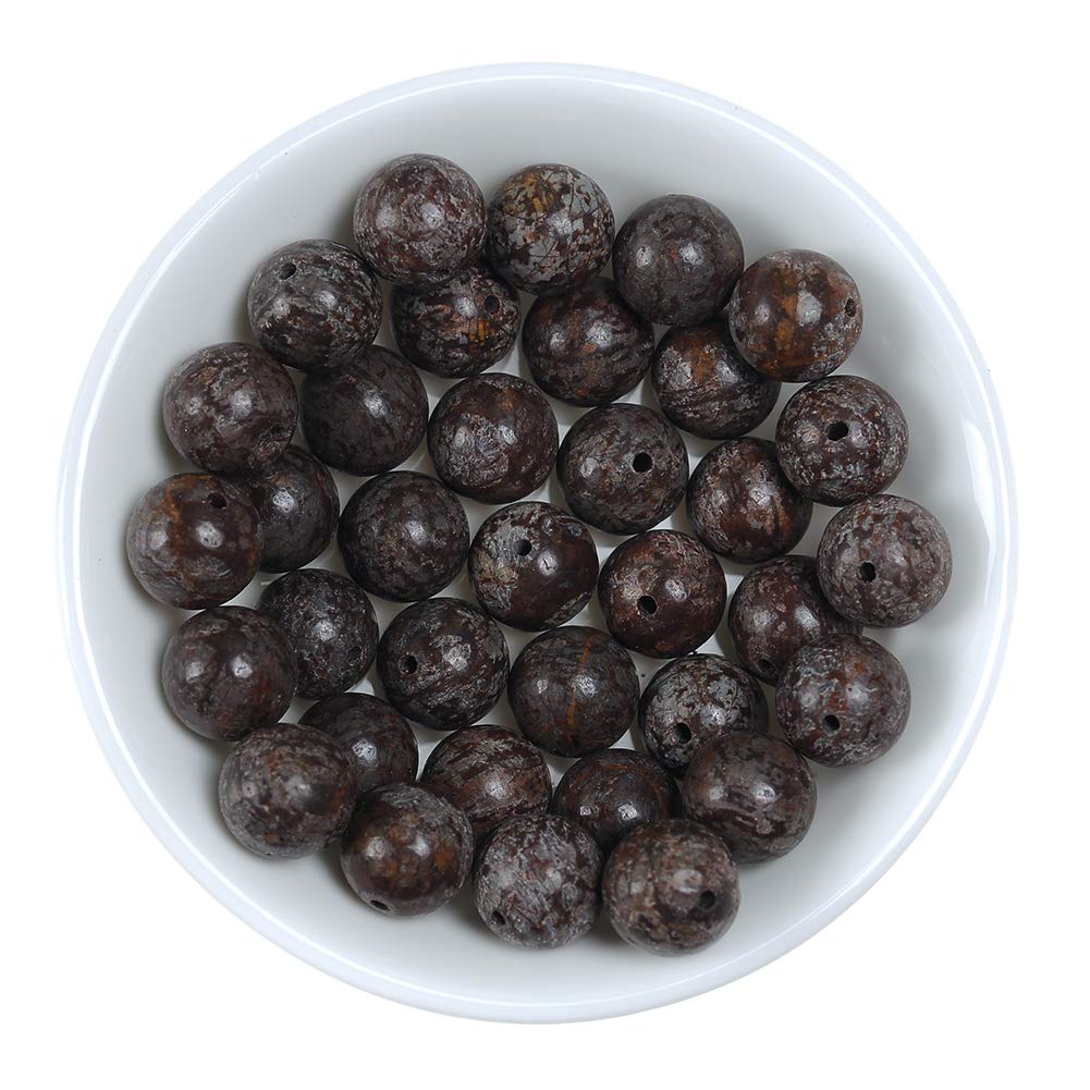 Natural Stone Beads 6mm Brown Snowflake Gemstone Round Loose Beads Crystal Energy Stone Healing Power for Jewelry Making DIY,1 Strand 15"