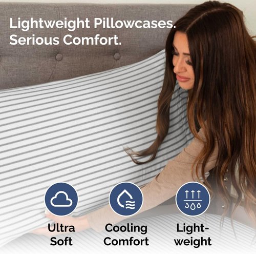 King Pillow Cases by [Brand Name] - Ultra Soft Hotel Quality Covers | 4-Piece Set in Grey Stripes - Wrinkle Free & Fade Resistant
