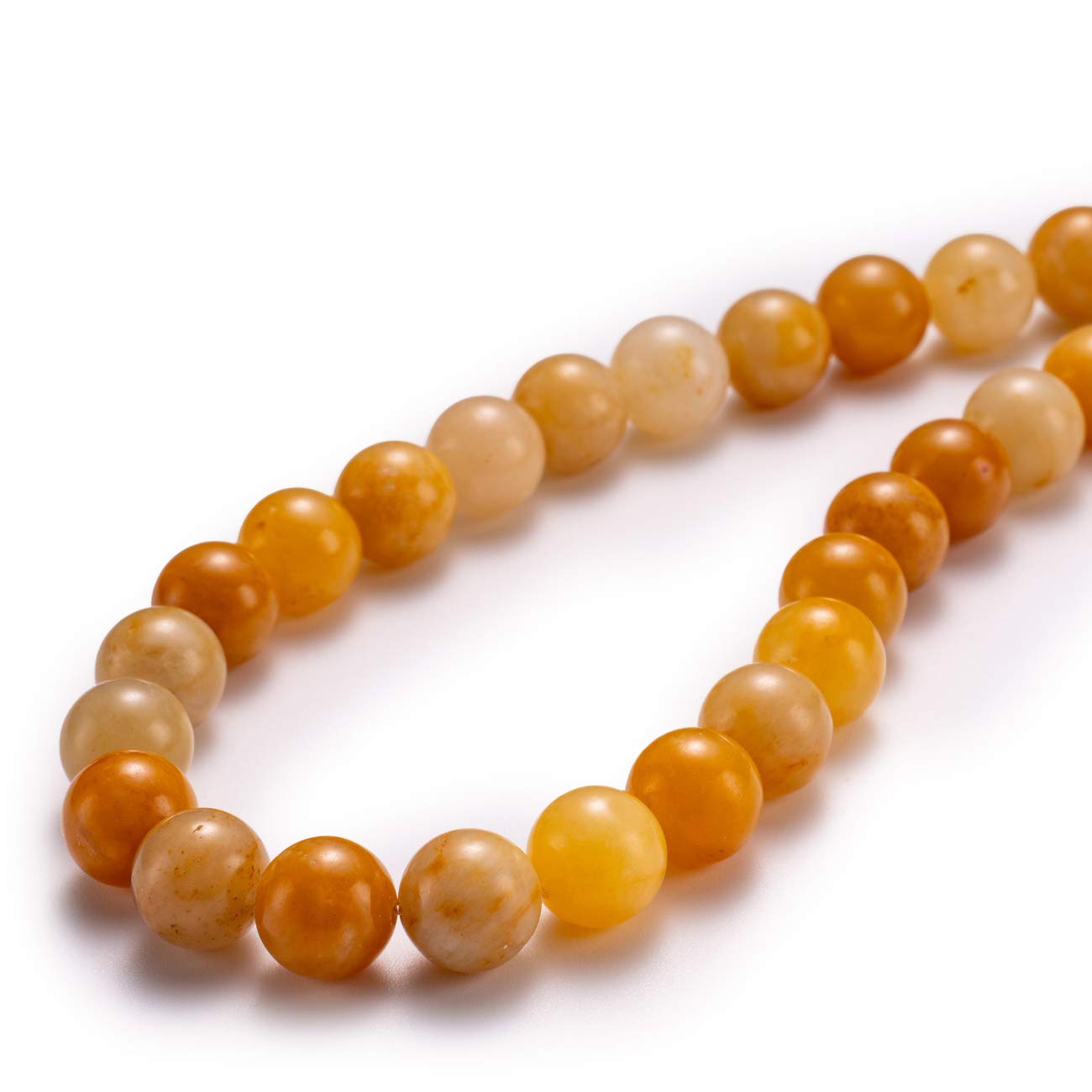 BEADIA Natural Yellow Jade Stone Round Loose Semi Gemstone Beads for Jewelry Making 10MM 38PCS