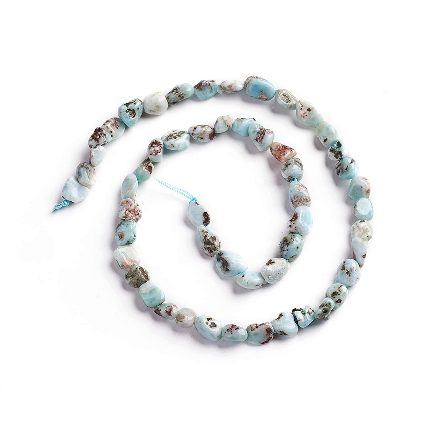 Fashewelry 48Pcs Irregular Natural Larimar Beads Nugget Tumbled Chakra Gemstone Beads Crystal Healing Drilled Loose Beads 6.5~9.5x5.5-7.5mm for Earring Bracelet Necklace Jewelry Making