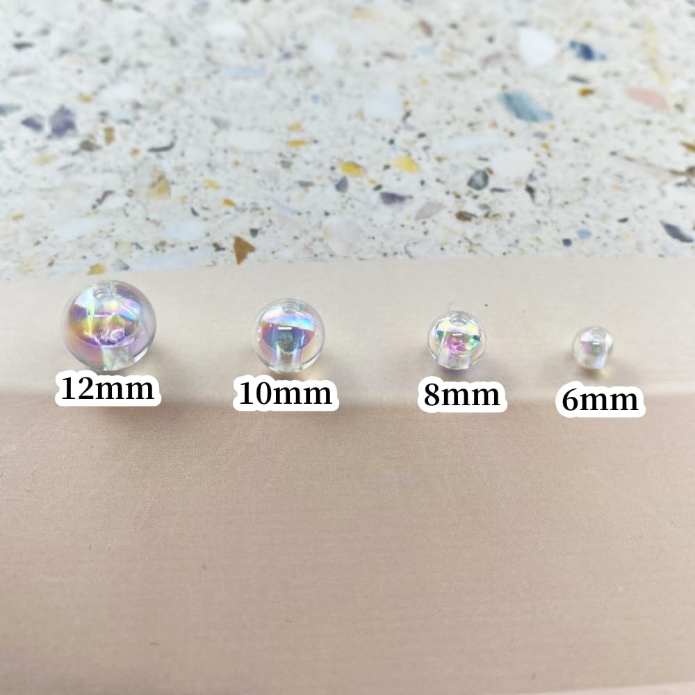 1000pcs Acrylic Round Beads - 6mm AB Colors Craft Beads with Holes for Earring Bracelet Necklace Key Chains Jewelry Making