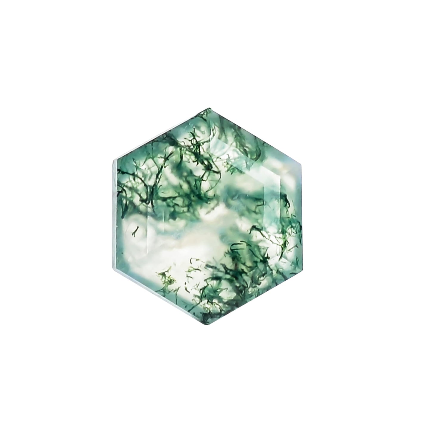 4pcs, 8x8x4mm Natural Moss Agate Hexagon Shape-Flat Step Cut Gemstone Wholesale Lot, Jewelry Making Loose Gemstone, Polished Minerals, DIY, Wire Wrapping, Healing Crystals, Bulk Gemstone Deal