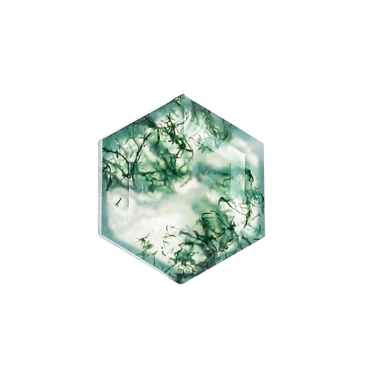 4pcs, 8x8x4mm Natural Moss Agate Hexagon Shape-Flat Step Cut Gemstone Wholesale Lot, Jewelry Making Loose Gemstone, Polished Minerals, DIY, Wire Wrapping, Healing Crystals, Bulk Gemstone Deal
