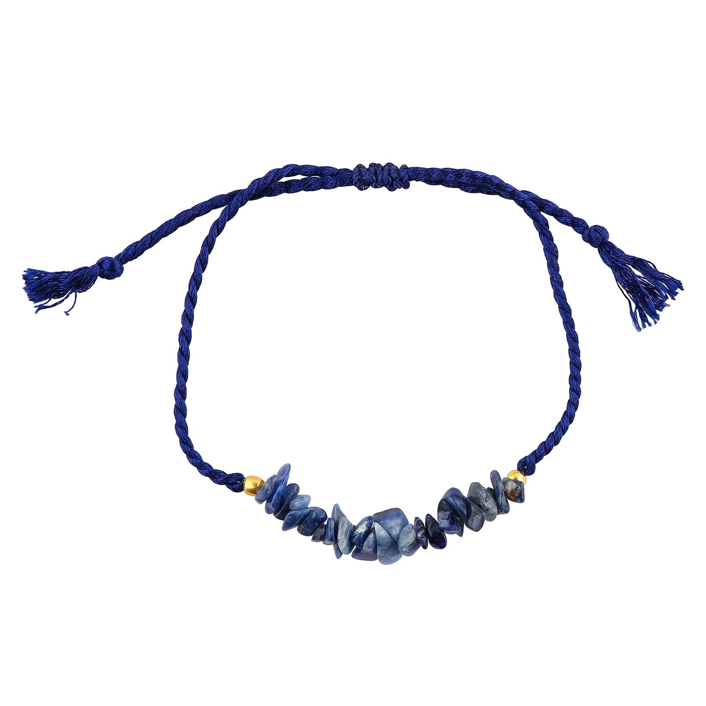 TGH Natural Sodalite Chips Braided Bracelet Healing Birthday Gift for Her Resizable Hand Braid Rope Thread Protection Bracelet for Men Women Gemstone Jewelry 7 inch Christmas Gift (Sodalite)