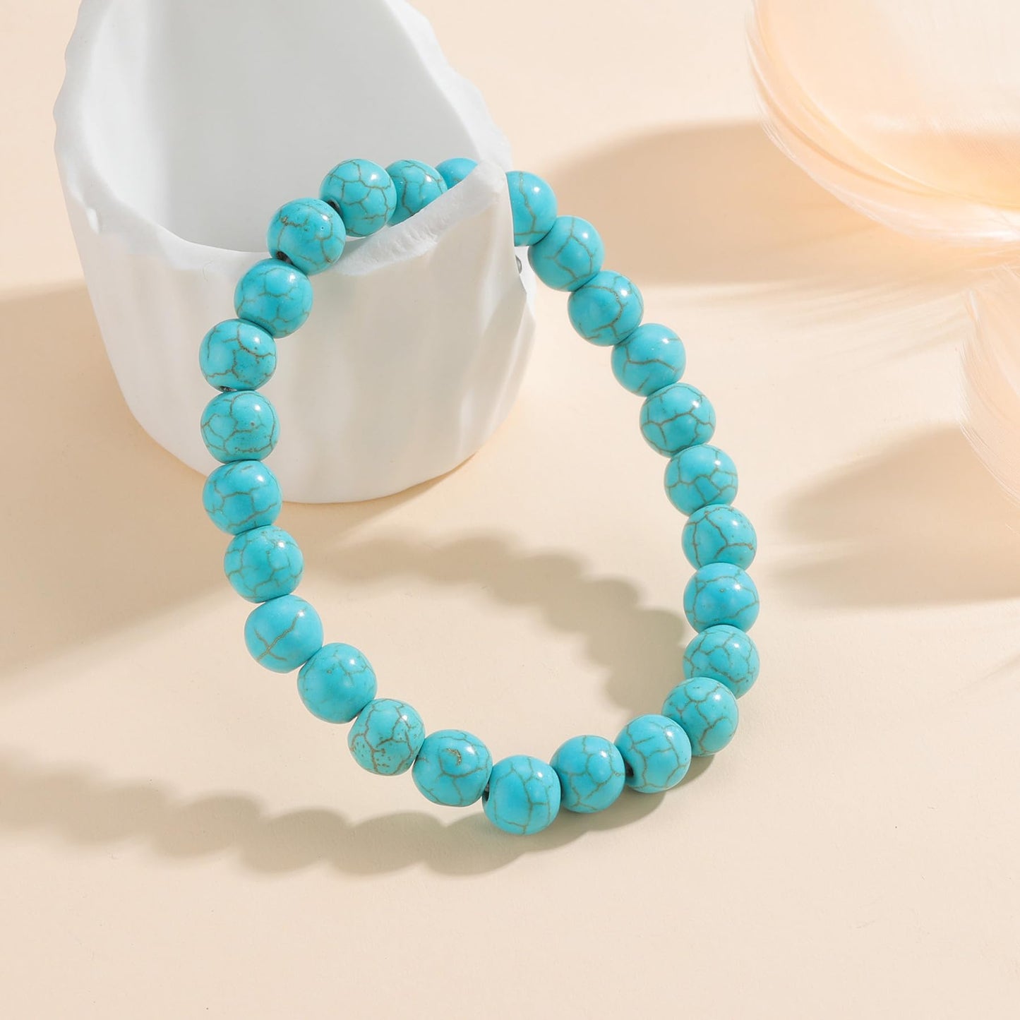Udolfly Womens Crystal Beaded Bracelets for Women Men Protective Energy Bracelet Natural Gemstone Bead Bracelet 6mm Turquoise