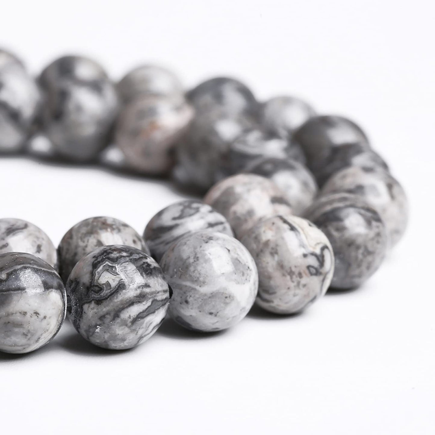 6MM 60PCS Natural Stone Map Jasper Loose Beads for Jewelry Making DIY Bracelet