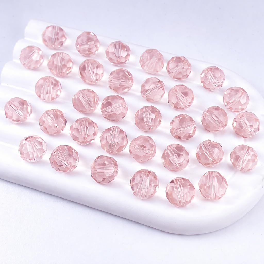 Kutiayta 8mm Faceted Glass Beads, 300PCS Bulk Crystal Beads for Jewelry Making, DIY Bracelet Necklace Crafts, Round Transparent Beads