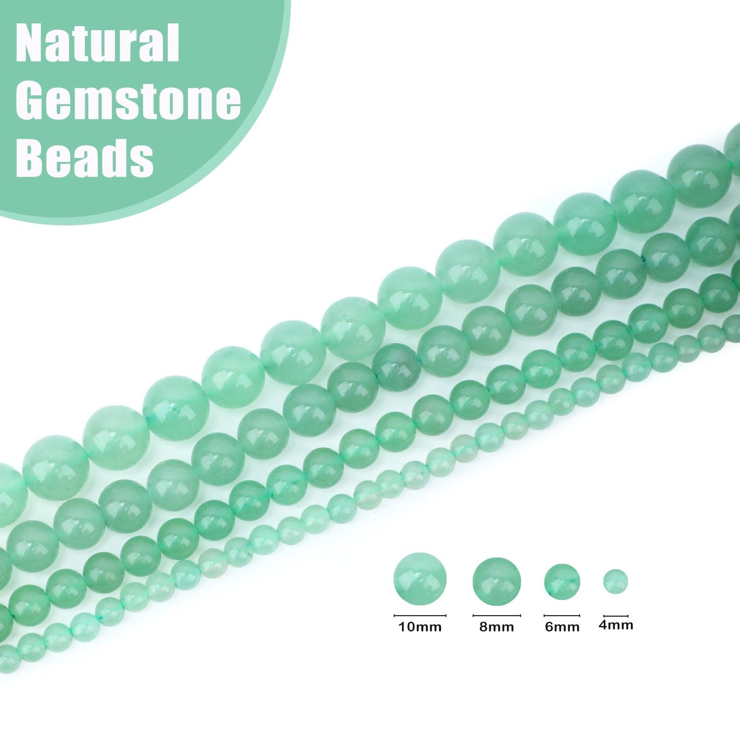 CMBYN Natural Stone Beads Round Genuine Real Stone Beading Strand Loose Gemstones DIY Smooth Bead for Bracelet Necklace Earrings Jewelry Making (Green Aventurine, 10mm 36 Pieces)