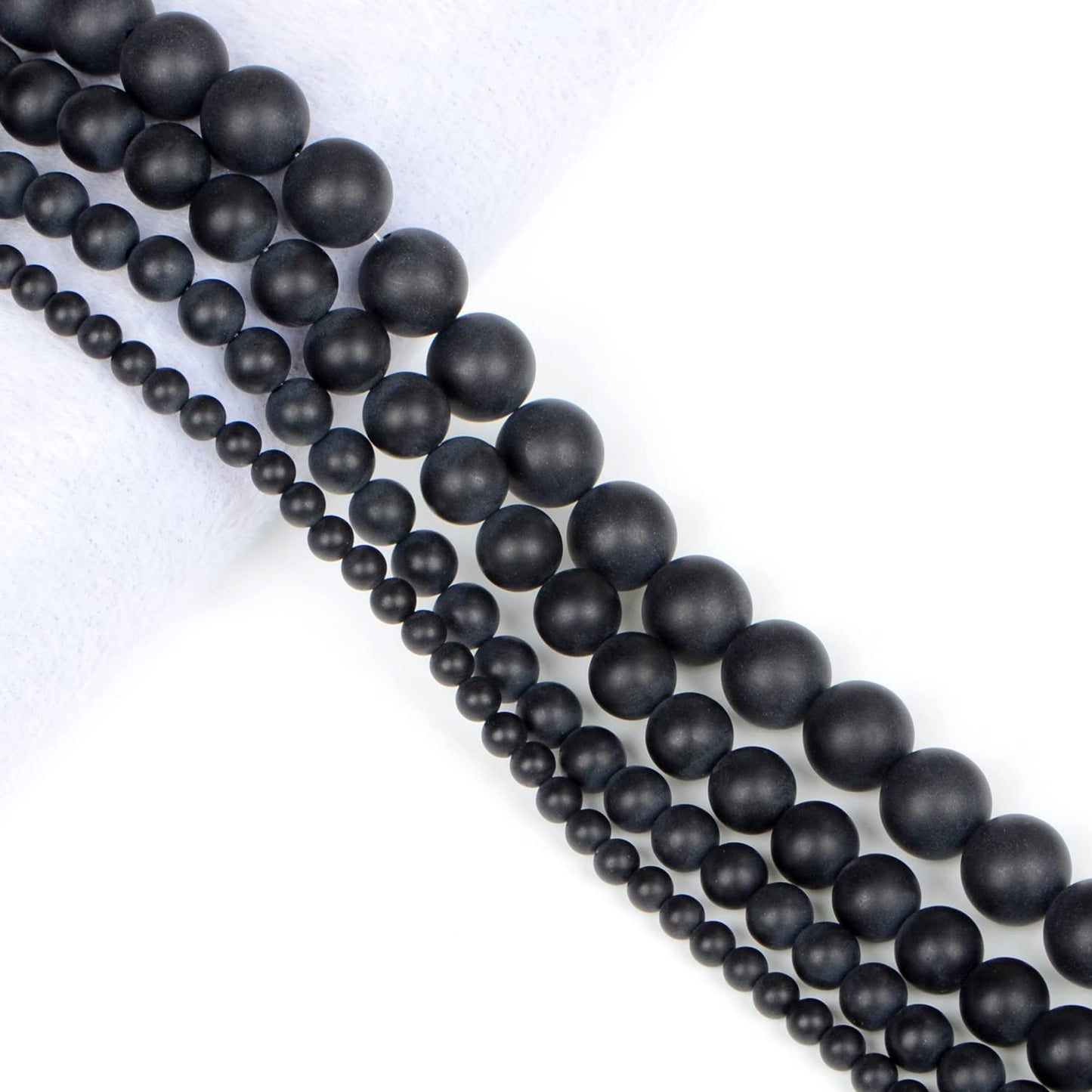 AD Beads Natural Gemstone Round Loose Beads 15" for Bracelet Necklace Earrings Jwelery Making Crafts DIY (4mm, Matte Black Onyx)