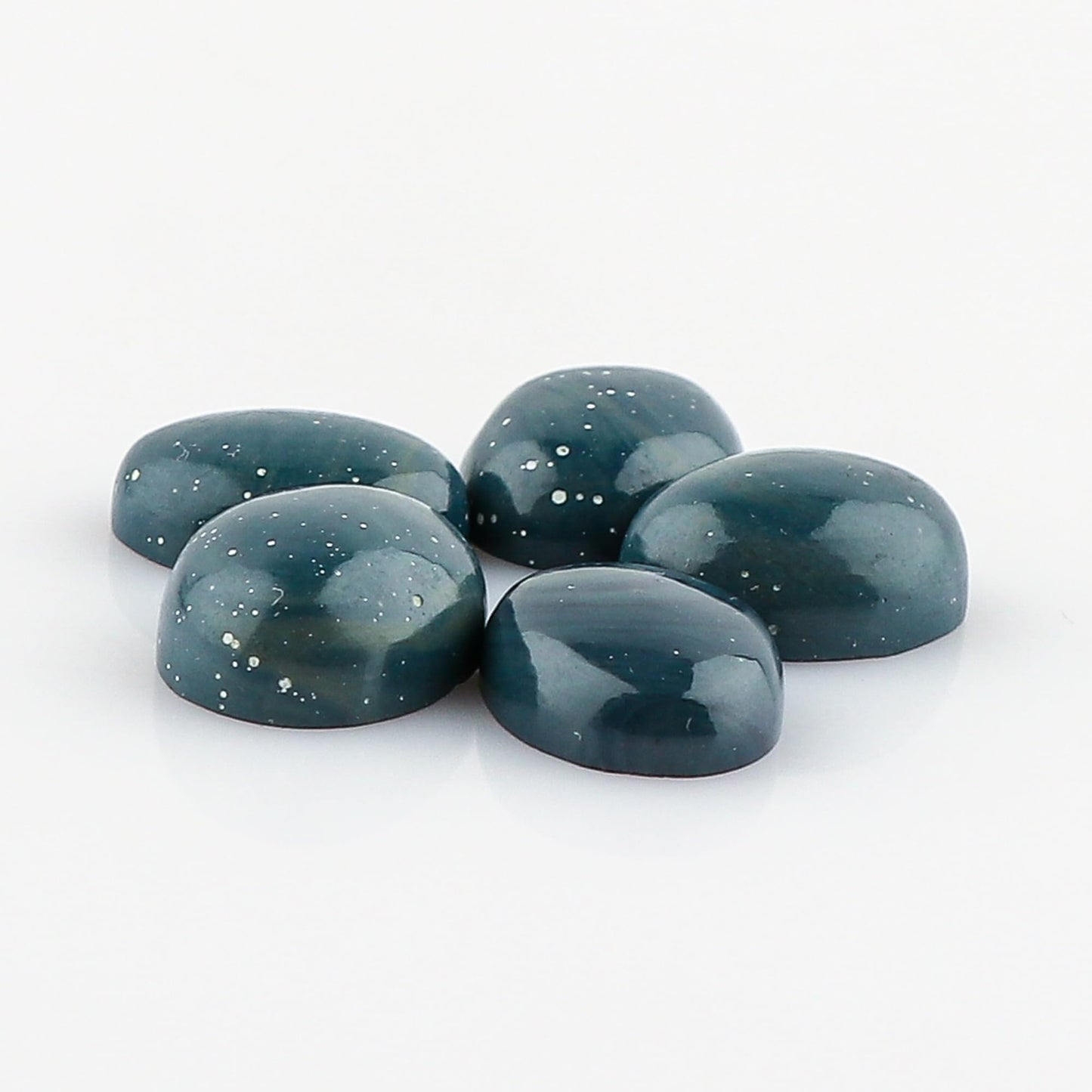 CRYSTALINES 5pcs, Wholesale Genuine Blue Obsidian Gemstone, Polished Flatback Cabochon Stone, Bulk Oval Loose Supplies, Jewelry Making, DIY Crafts, Healing Crystals, Wire Wrapping, Gem Collection