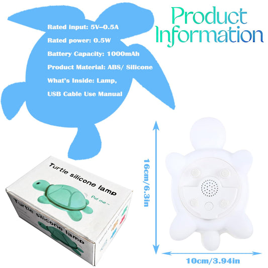 Colortown Turtle Night Light, Sea Turtle Gifts, Cute Soft Silicone Squishy LED Lamp with 7 RGB Colors, Dimmable, Timer, Touch Control, Kids' Bedroom Decor