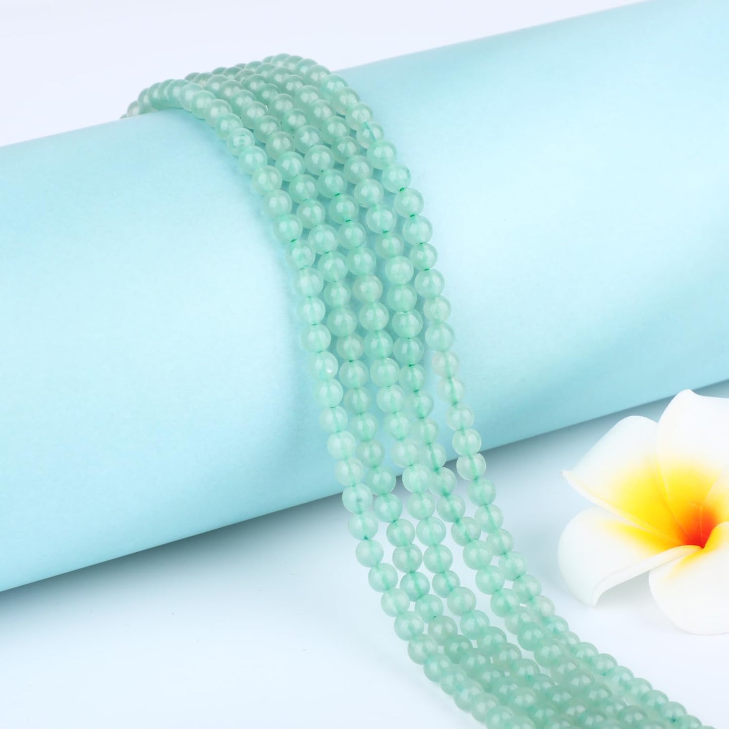 CMBYN Natural Stone Beads Round Genuine Real Stone Beading Strand Loose Gemstones DIY Smooth Bead for Bracelet Necklace Earrings Jewelry Making (Green Aventurine, 4mm 90 Pieces)