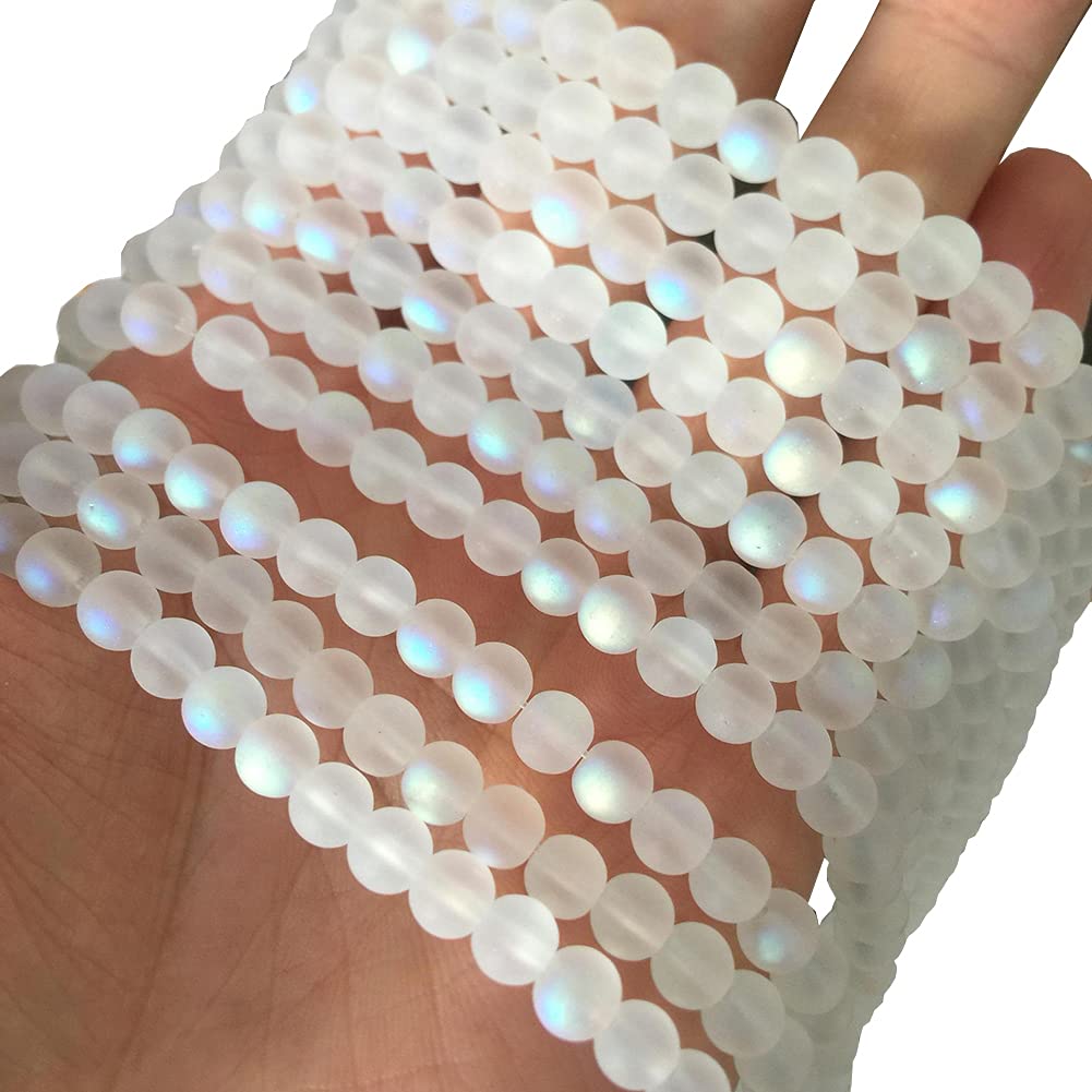 ccHuDE 200 Pcs Matte Crystal Glass Beads Mermaid Aurora Beads with Hole Jewelry Making Crafts DIY 6mm