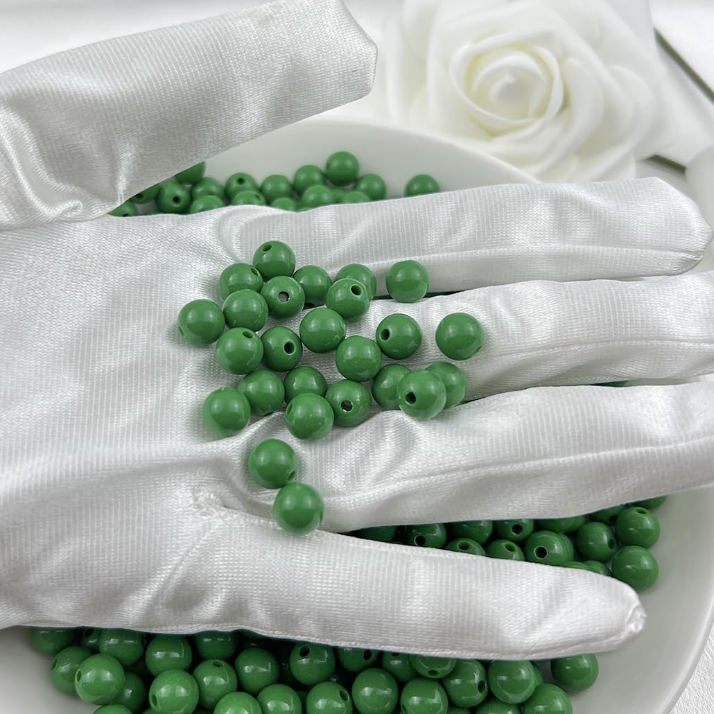 Mulutoo 1000 Pieces 6MM Acrylic Round Beads - Forest Green