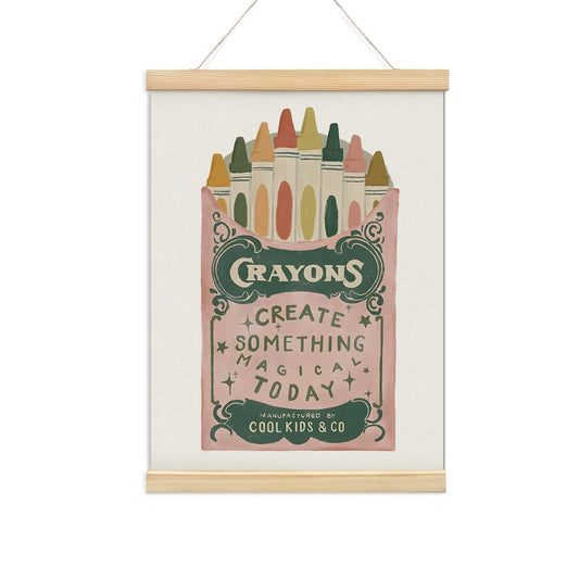 NaZaUK Colorful Kids Room Wall Decor Poster Hanger Frame, Educational Toddler Girl Room Decor, Crayons Canvas Wall Hanger Poster for Nursery Kid Room Playroom Bedroom, 12x16 Inch