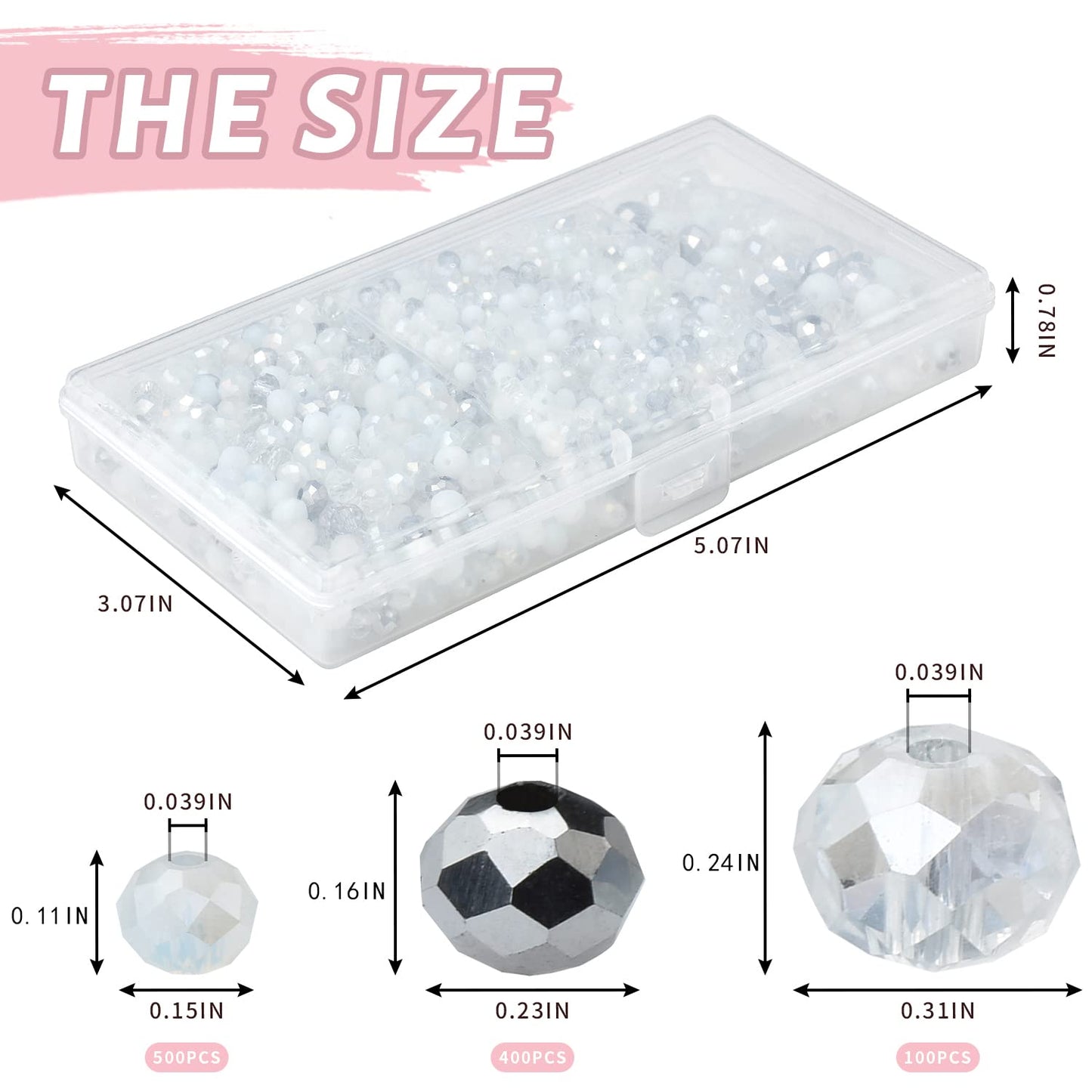 KINGSHINE Crystal Rondelle Beads for Jewelry Making,1000pcs Briolette Glass Beads Plated Color Round Spacer Beads for DIY Bracelets,Necklaces,Earrings(4,6,8mm)