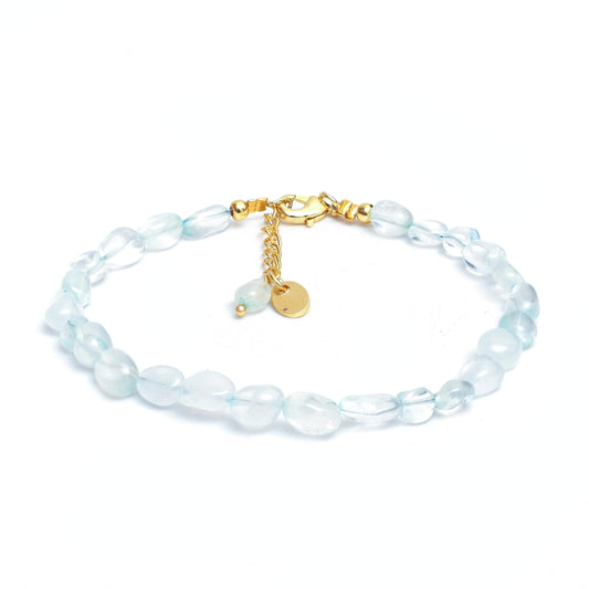Gempires Blue Aquamarine Stone Bracelets March Birthstone Handmade Jewelry Hypoallergenic 8 Inch Statement Bracelets For Women
