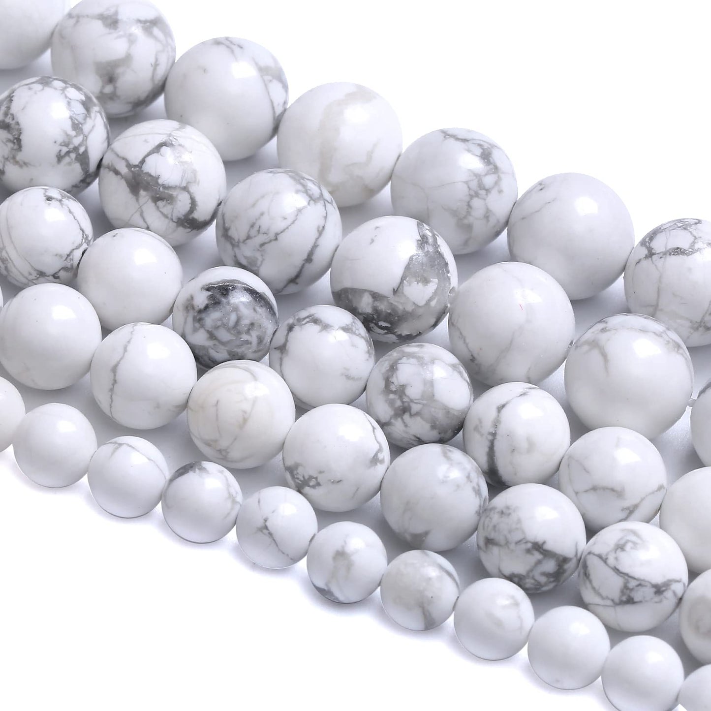 10MM 36PCS Natural Stone White Howlite Turquoise Crystal Beads for Jewelry Making DIY Bracelet