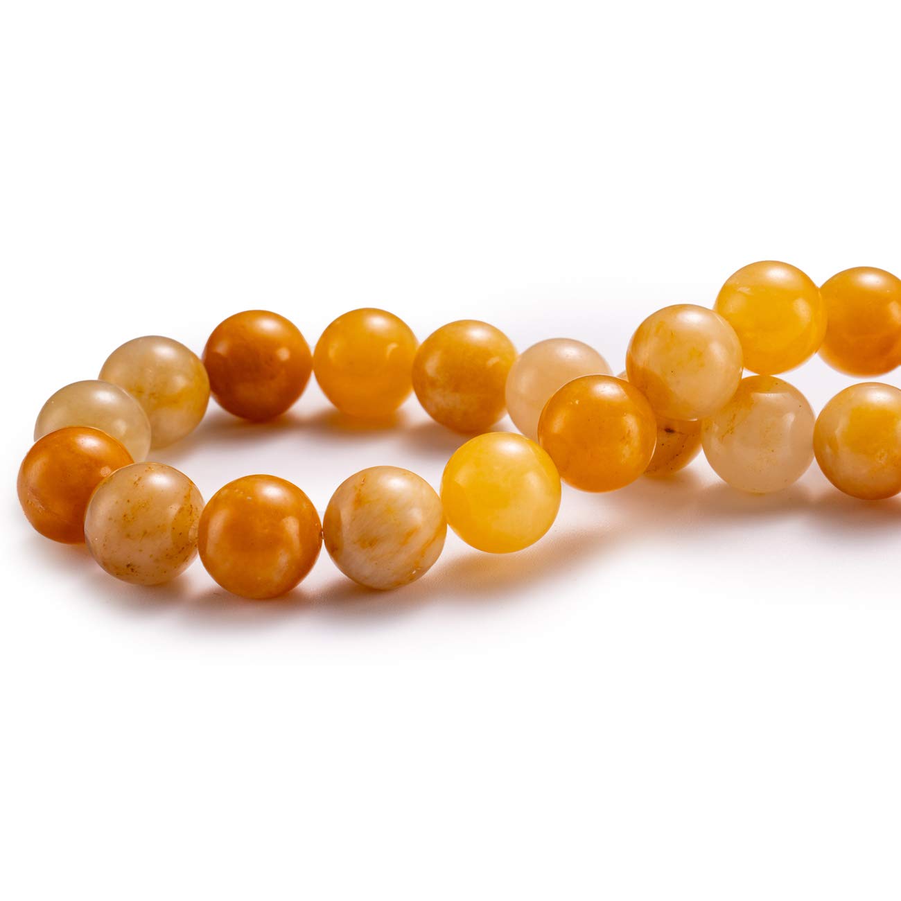 BEADIA Natural Yellow Jade Stone Round Loose Semi Gemstone Beads for Jewelry Making 10MM 38PCS