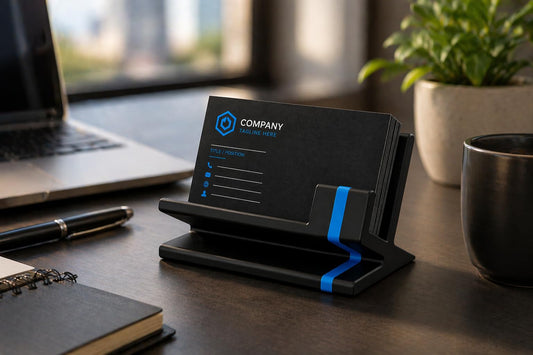 Business Card Holder – Blue and Black Modern Design – Exclusive Model for Professionals