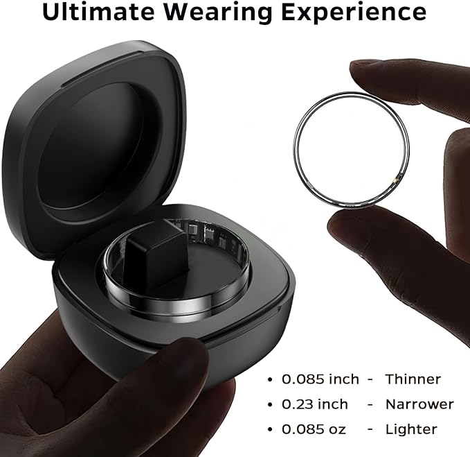 Ultra-Thin Smart Ring for Women Men,Sleep Tracker Ring with Heart Rate, Waterproof Fitness Ring for Activity Monitoring/Steps/Calories,No Subscription Fee,for iSO & Android (Glod,10#)