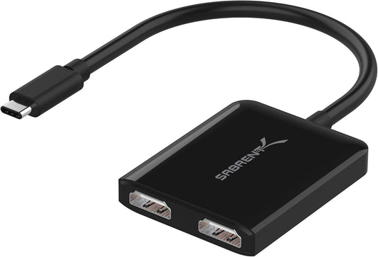 SABRENT 4K 30Hz USB Type C Dual HDMI Adapter [Supports Up to Two Monitors, Compatible with Windows Systems Only]