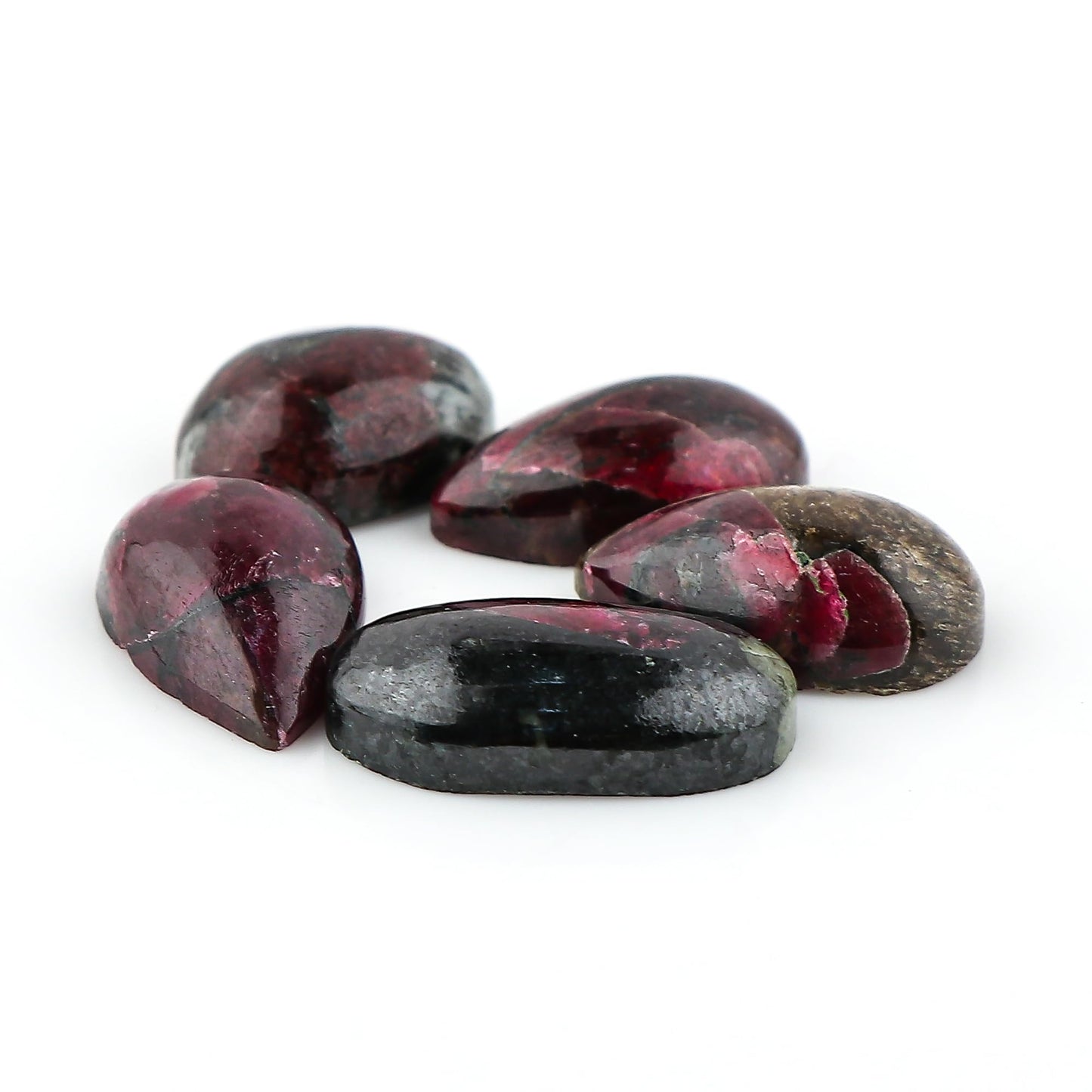 CRYSTALINES 5pcs, Natural Eudialyte Gemstone, Wholesale Polished Crystals, Bulk Flatback Cabochon, DIY Jewelry Making, Loose Stone Supplies, Wire Wrapping, Giftgiving, Gem Collection