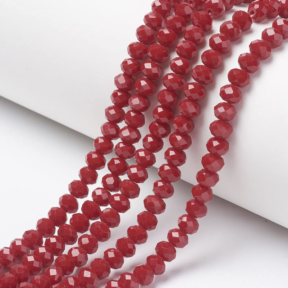 Elecrelive 620Pcs 8mm Glass Crystal Beads FireBrick Faceted Rondelle Beads Briolette Tiny Loose Crystal for Bracelets Earring Jewelry Making