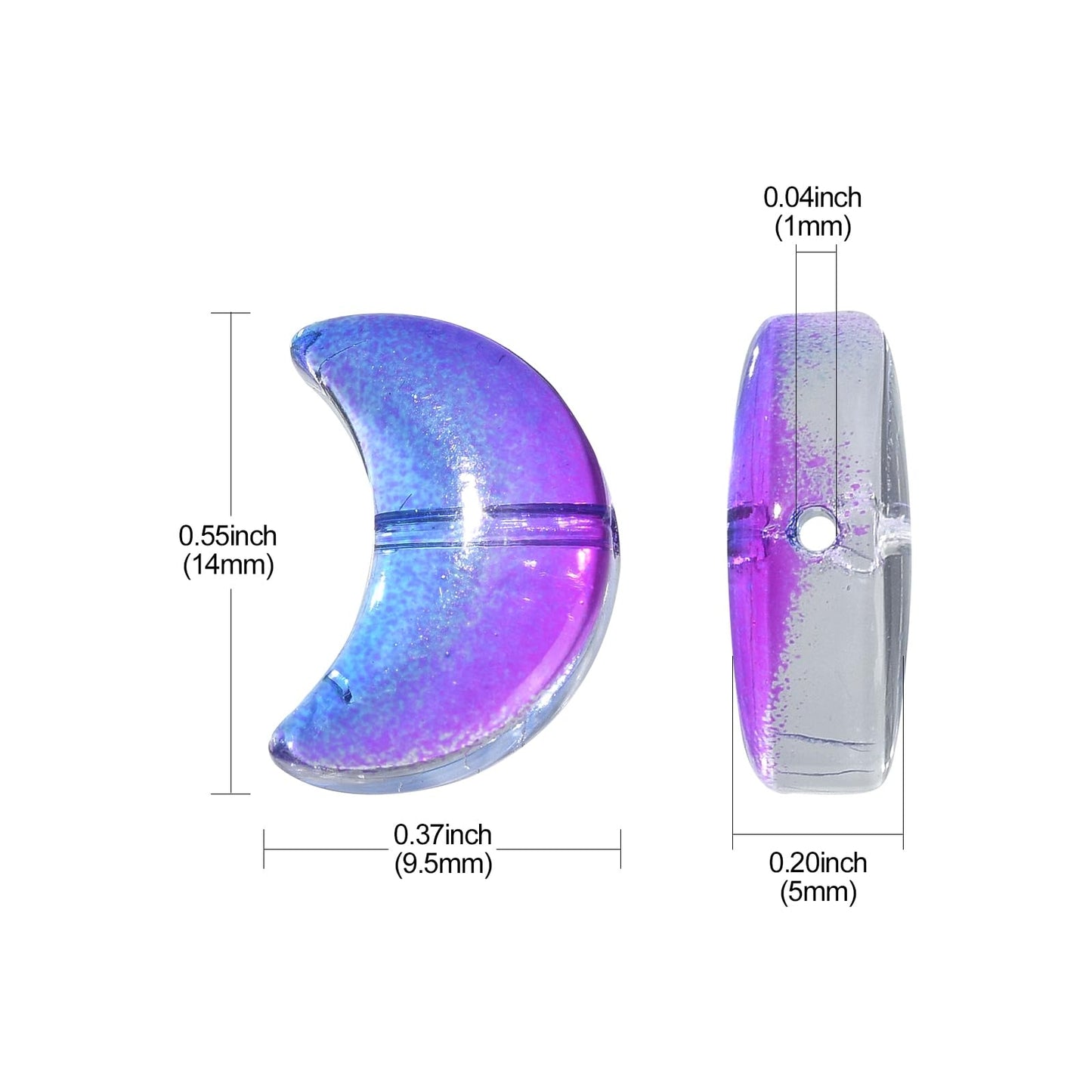 LiQunSweet 100 Pcs Transparent Glass Crystal Loose Beads Crescent Moon Beads for Jewelry Making Bracelet DIY Craftings