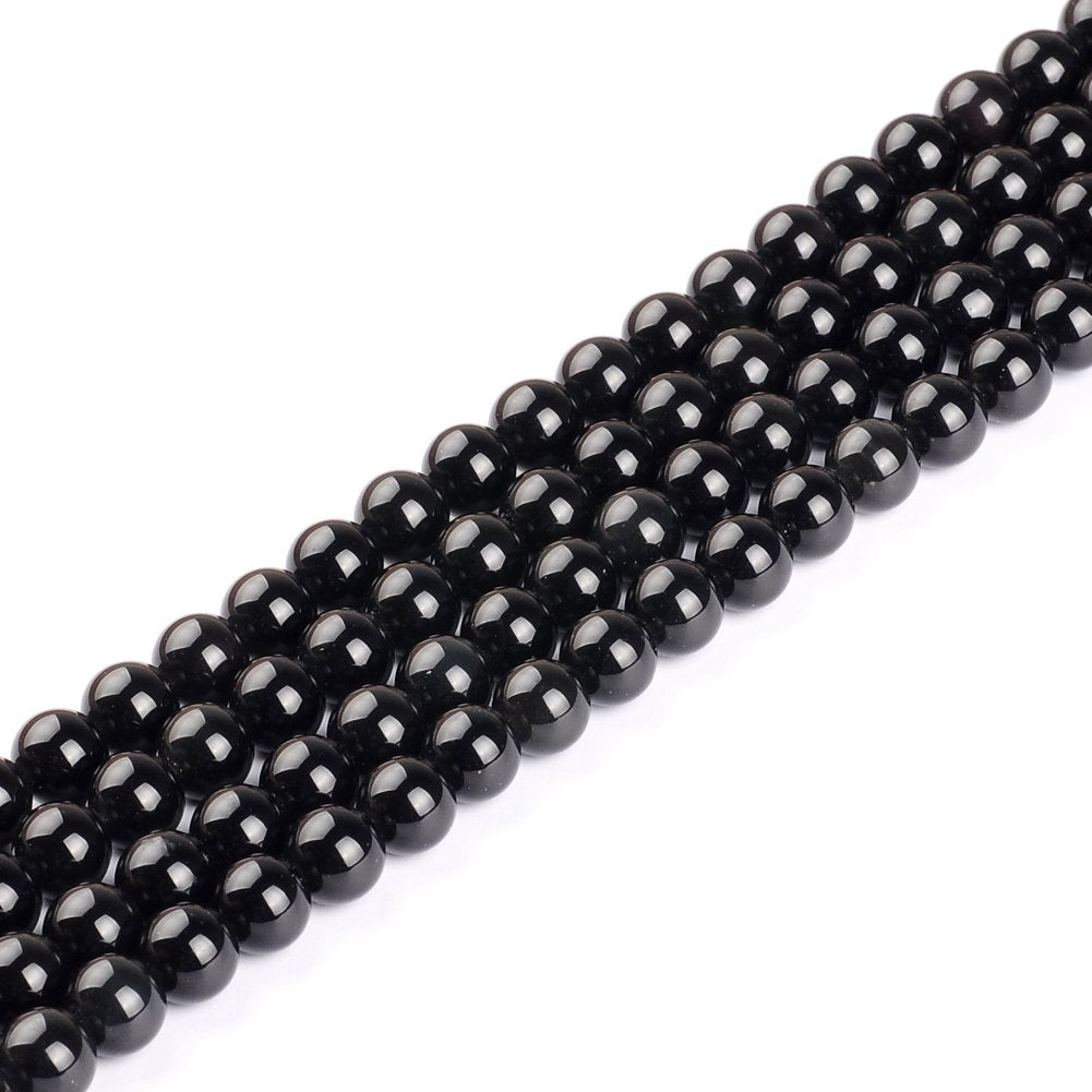 Natural Stone Beads 12mm Obsidian Gemstone Round Loose Beads Crystal Energy Stone Healing Power for Jewelry Making DIY,1 Strand 15"