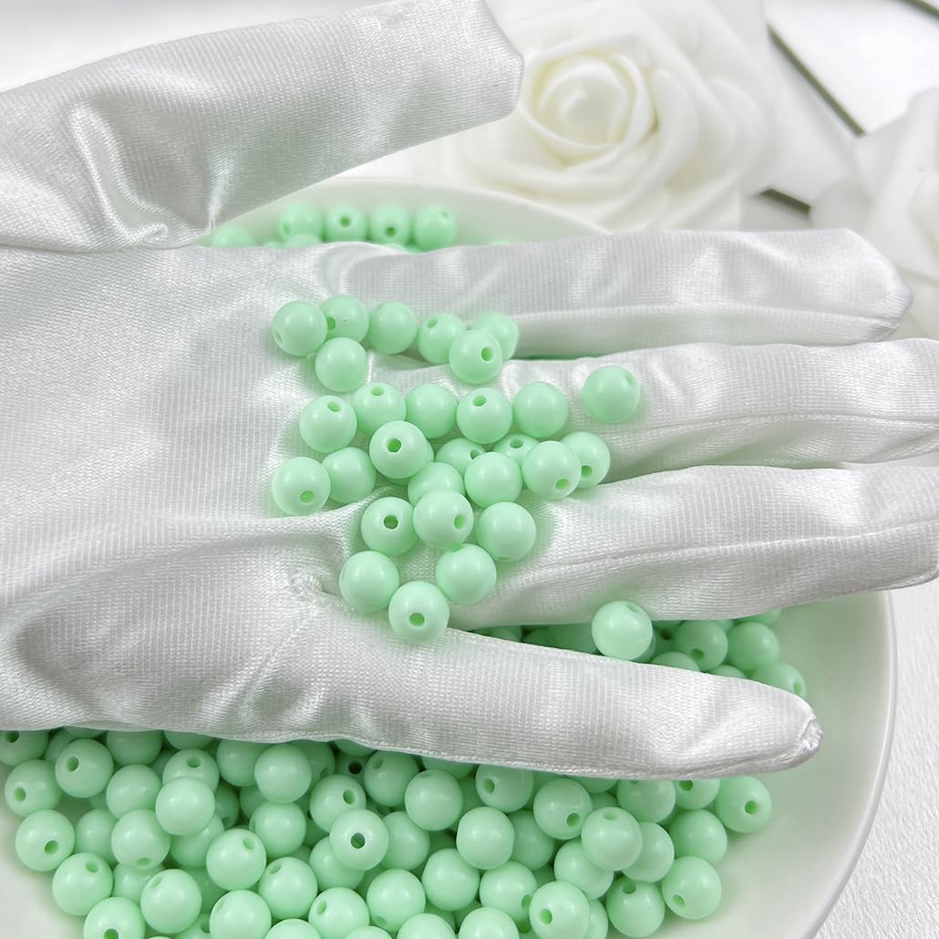Mulutoo 200Pieces 10MM Acrylic Round Beads Round Acrylic Balls Chunky Beads Smooth Spacer Plastic Pastel Beads Craft Beads for Necklace and Bracelet Making Crafting Supplies(196-dark Green)