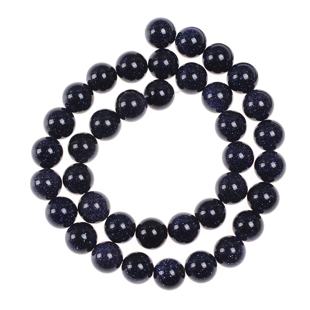 Natural Stone Beads 10mm Blue Sand Stone Round Loose Beads Crystal Energy Stone Healing Power for Jewelry Making DIY,1 Strand 15"
