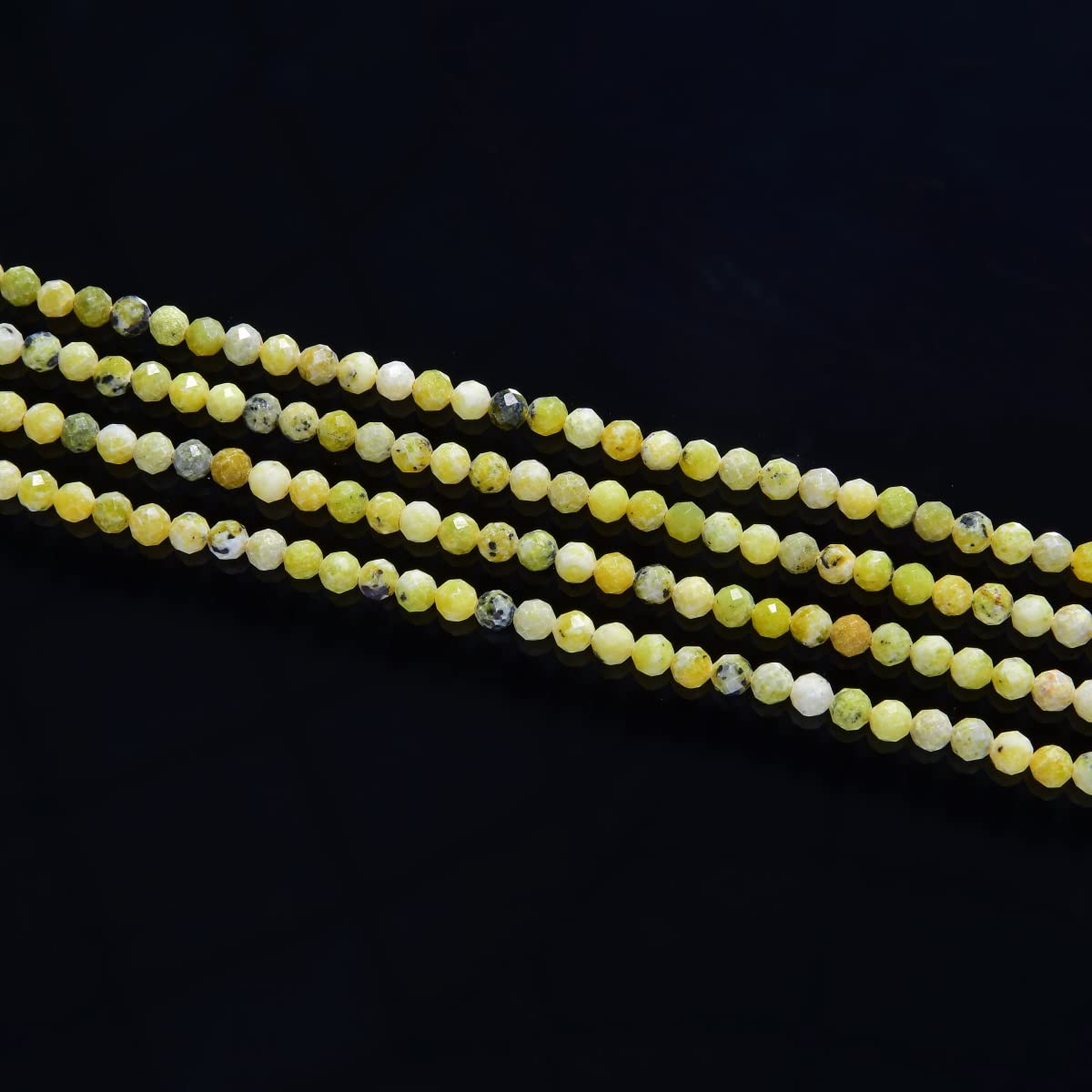 Adabele 30 Inch Natural Yellow Turquoise Healing Gemstone 3mm (0.12 Inch) Tiny Small Faceted Round Loose Beads Stone Spacer (230-250pcs Total) for Craft Jewelry Making GK3-17