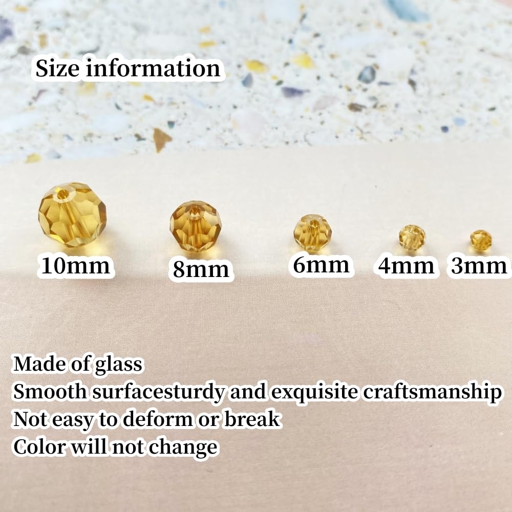 Xinhongo Crystal Glass Beads 400 Pieces 4mm Round Faceted Glass Spacer Beads for Jewelry Making Bracelet Earring Necklace DIY Craft Supplies(Champagne)