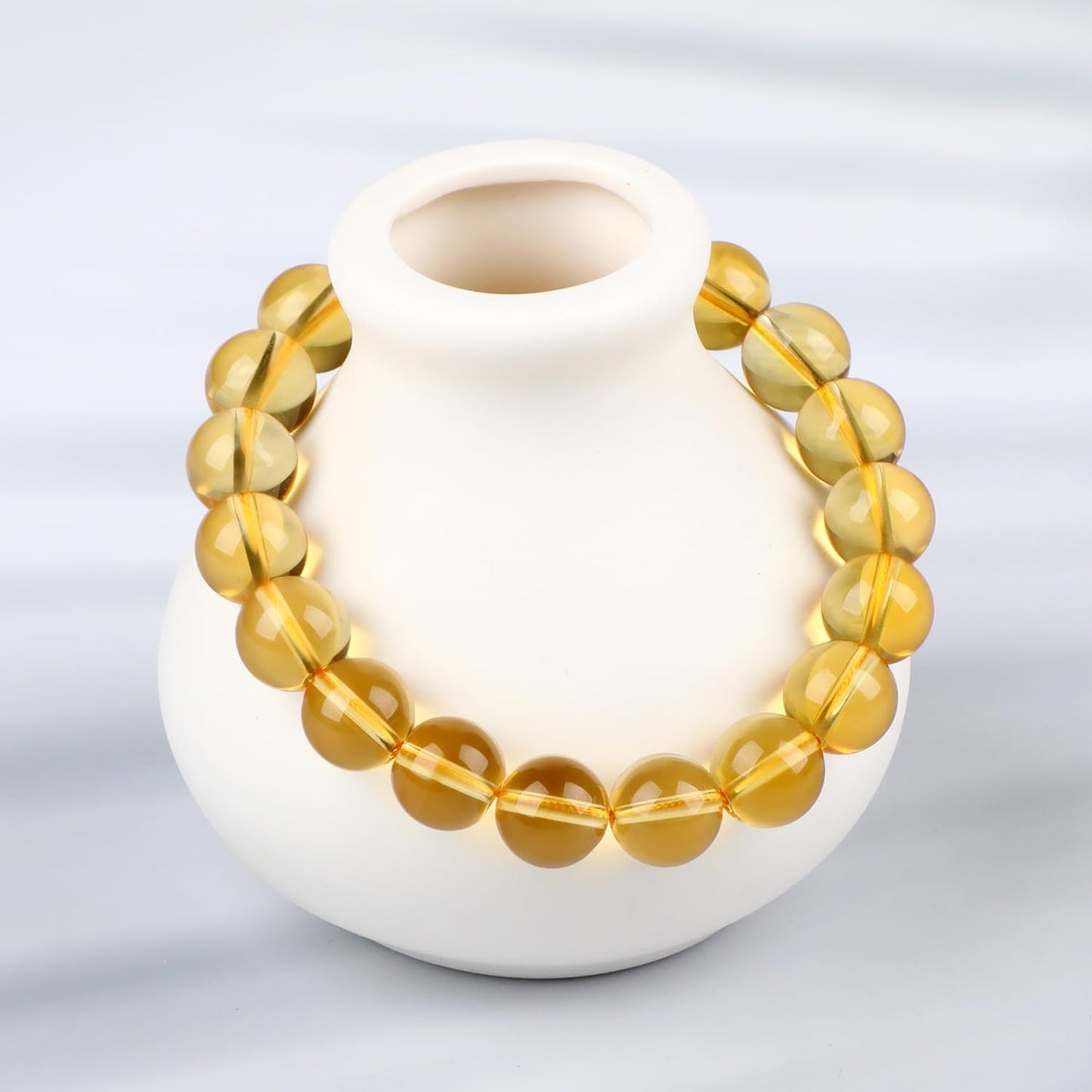 LPBeads Handmade Natural Gemstone Stretch Elastic 10mm Citrine Bracelet Healing Crystal Round Stone Beads Jewelry Gifts for Women Men