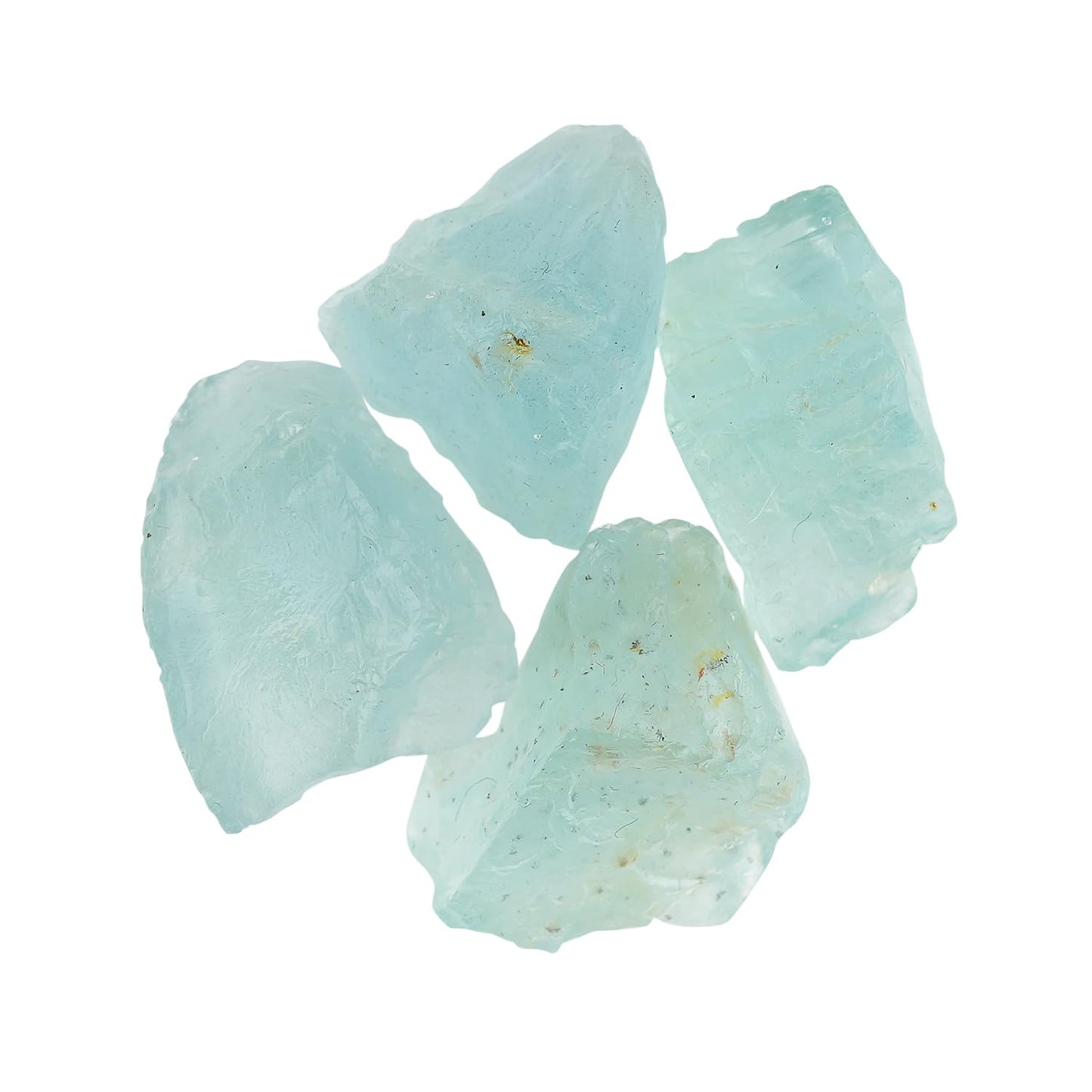ColouredRocks (4 pcs. A+ AQUAMARINE Crystals, Raw Stones, Rough Gemstones, Jewelry Making Supply, Cabbing, Polishing, Cutting, DIY, Crafts (12-16 mm.)