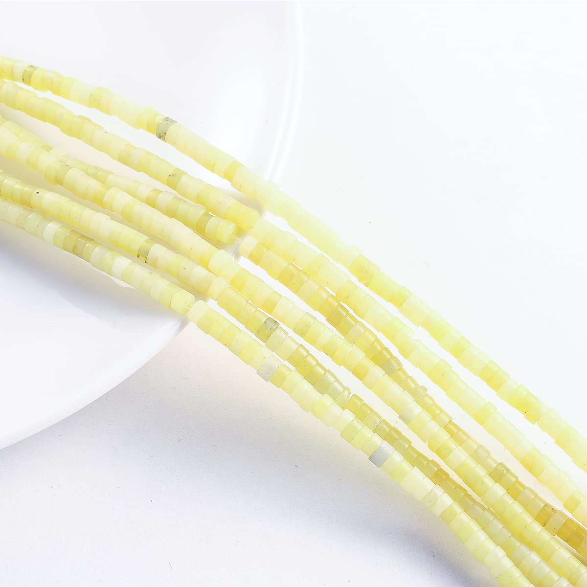 Natural Lemon Jade Stone Spacer Beads 4x2mm 38cm/str Flat Round Loose Semi Gemstone Caps for Making Bracelets Necklace
