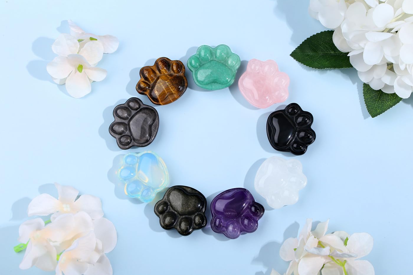 NUKAYAI Black Obsidian Cat Paw Statue Carved Figurines Sculpture Decor Worry Stone for Anxiety Handcrafted Natural Crystals and Healing Stones Cute for Cat Lovers Women