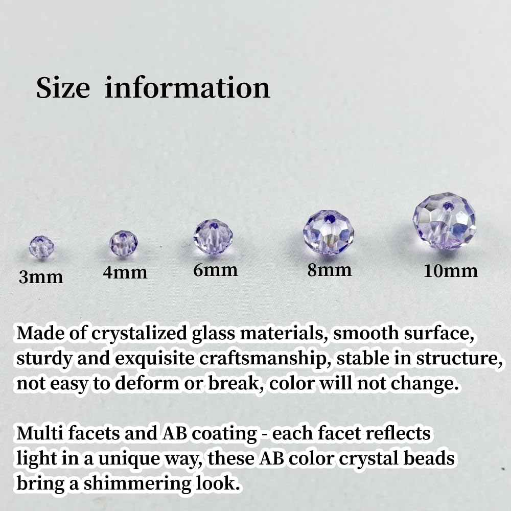 YHYPOCI 100pcs 8mm Crystal Glass Beads for Crafts Faceted Rondelle Glass Beads for Jewelry Making Crystal Spacer Beads for Necklaces Bracelets Earrings DIY Craft(Crystal Purple AB)