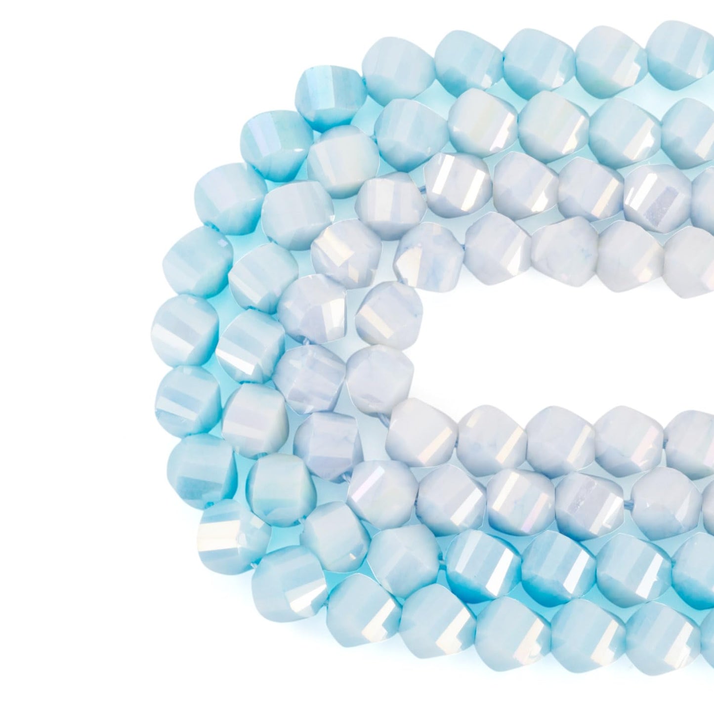 Elecrelive 100Pcs Blue Faceted Glass Beads Twist Crystal Beads Two Tone Imitation Jade Gems for Bracelet Necklace Jewelry Making